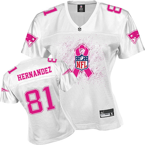 Patriots #81 Aaron Hernandez White 2011 Breast Cancer Awareness Stitched NFL Jersey